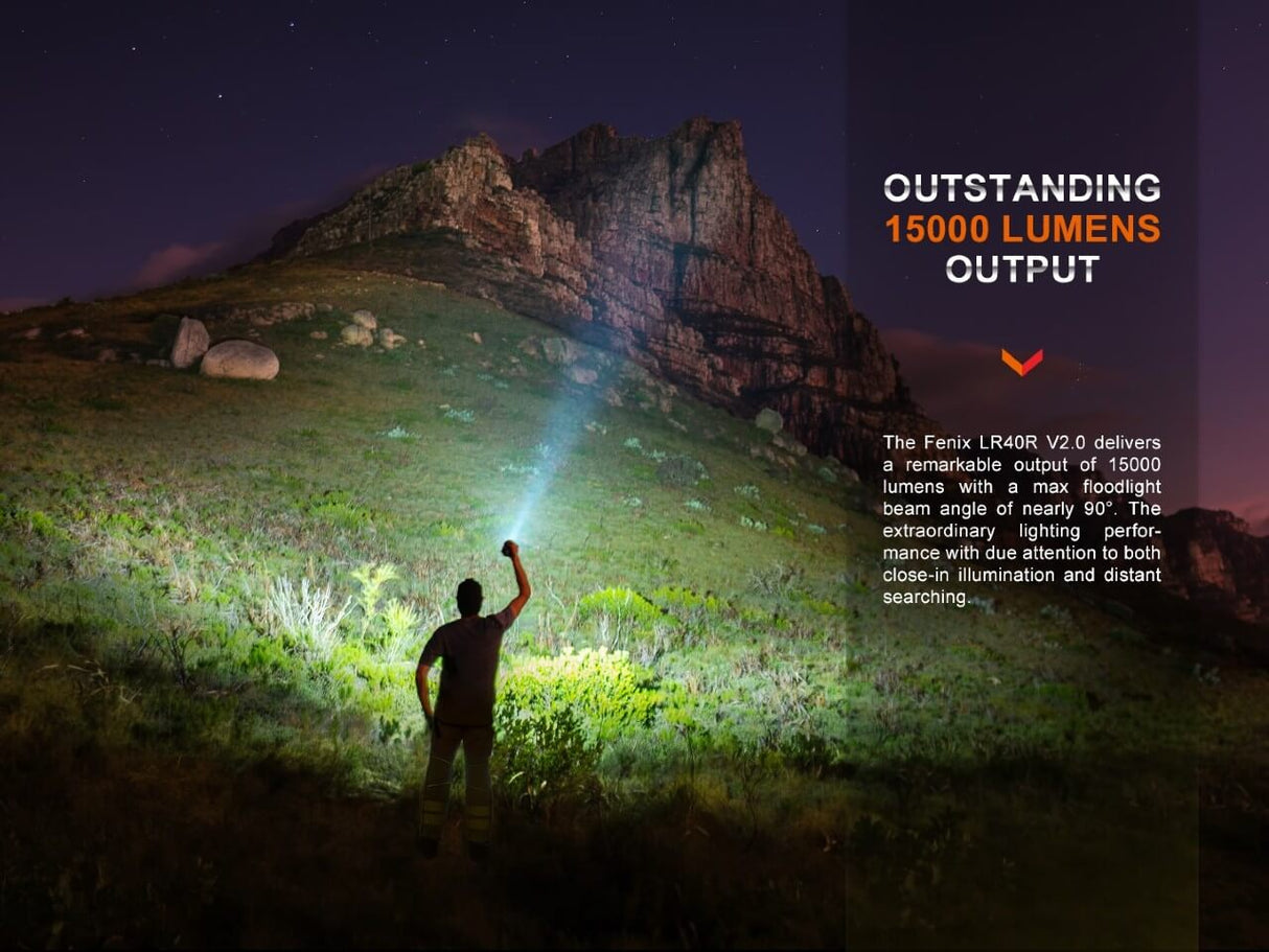 Fenix LR40R V2 Rechargeable LED Searchlight One Hand Operation For Outdoor Pros 15000 Lumens 900m Range