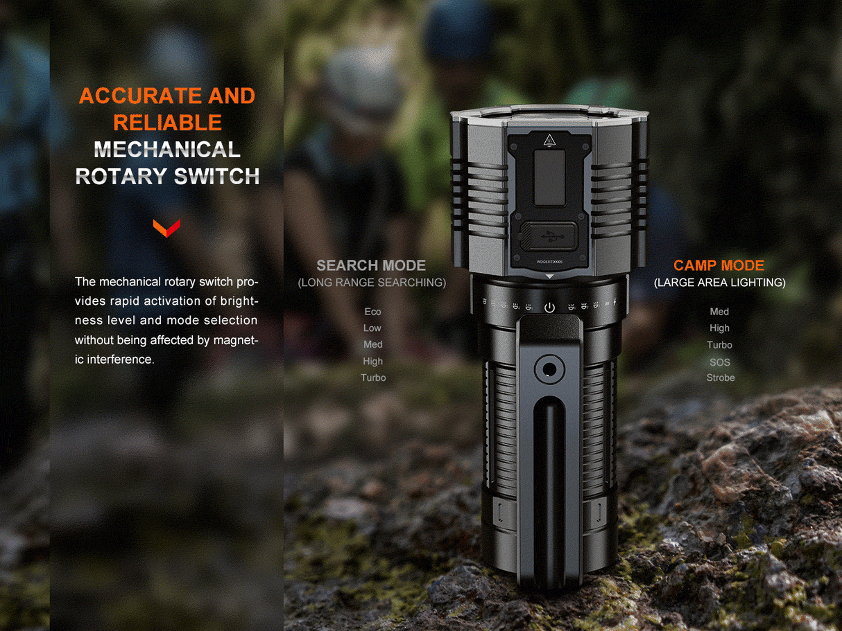 Fenix LR60R Rechargeable Searchlight 21000 Lumens OLED Display Long Range Beam Outdoor Pros