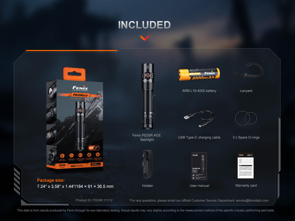 Fenix PD35R ACE Tactical Flashlight - Trail-Ready Gear