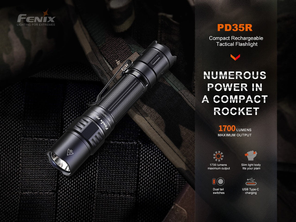 Fenix PD35R Compact Rechargeable Flashlight - Trail Ready