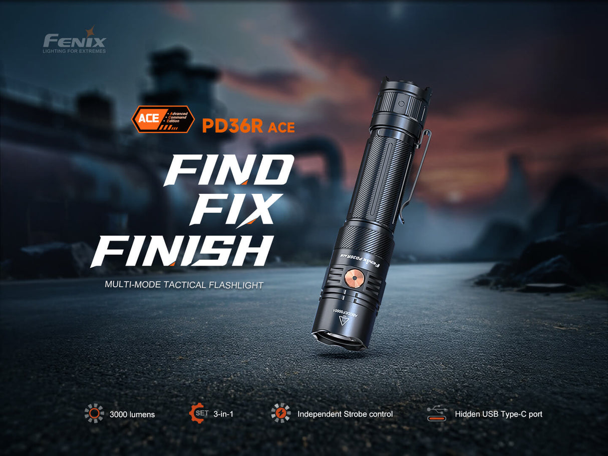 Fenix PD36R ACE Outdoor Flashlight 3000 Lumens 3in1 SET