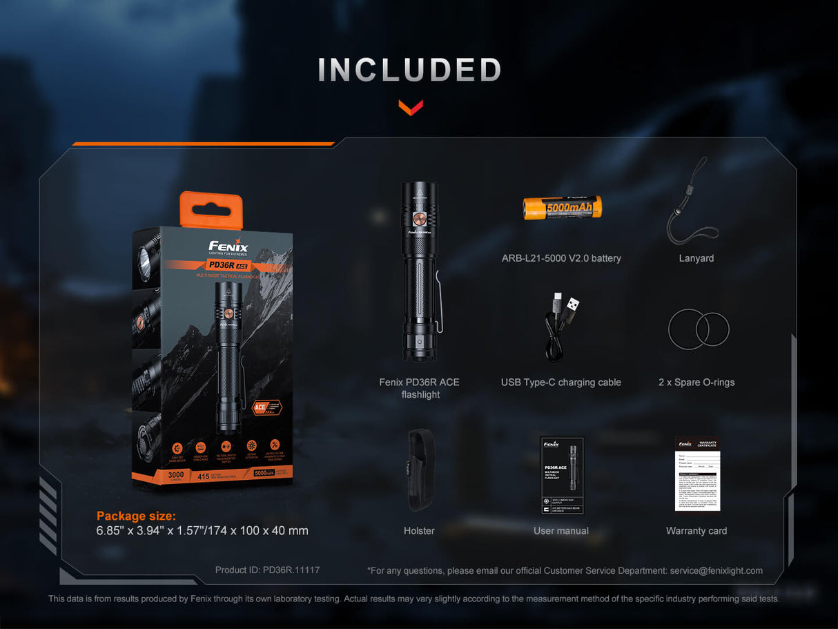 Fenix PD36R ACE Outdoor Flashlight 3000 Lumens 3in1 SET