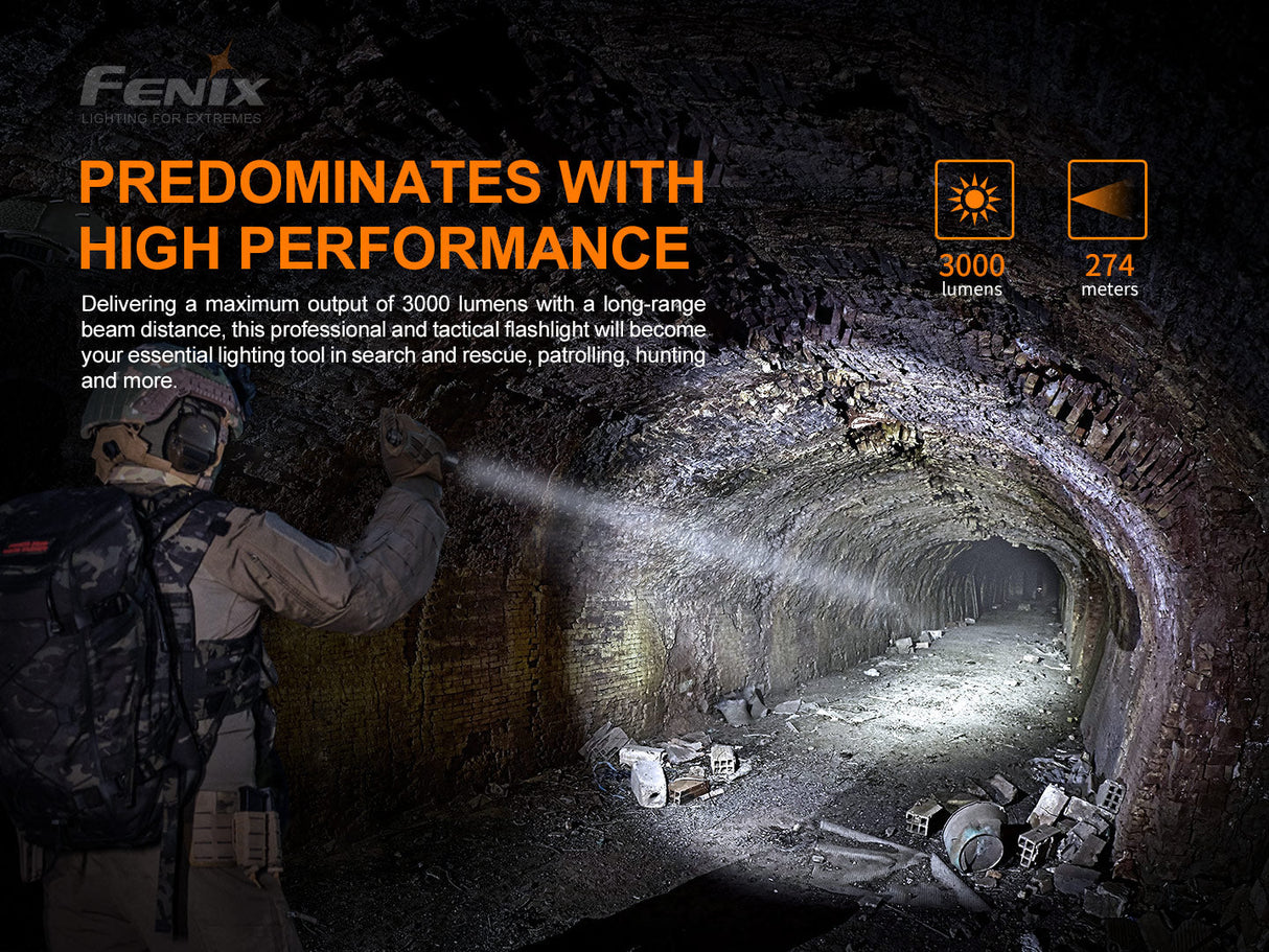 Fenix PD36 TAC 5.5in Flashlight 3000 Lumens – Trail Tested