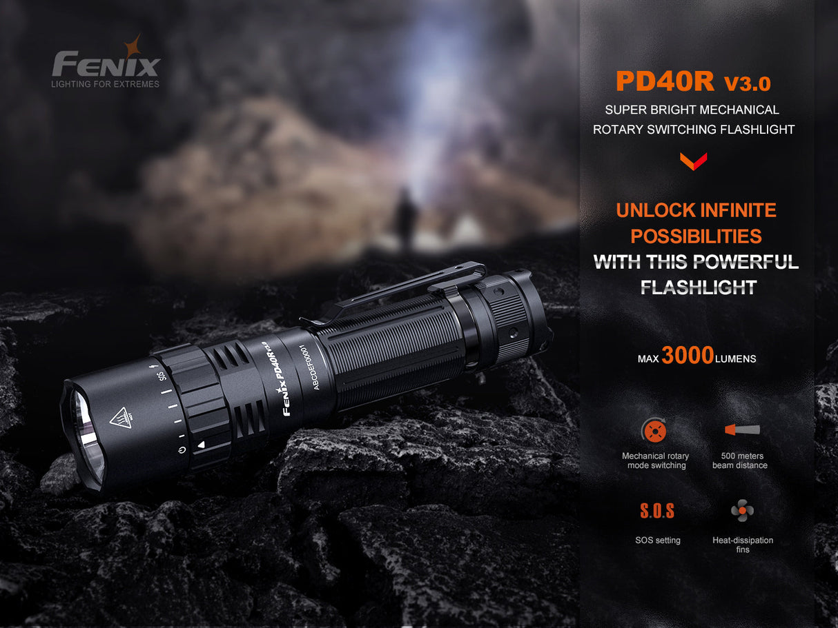 Fenix PD40R V3 Rechargeable Flashlight Adventure Ready