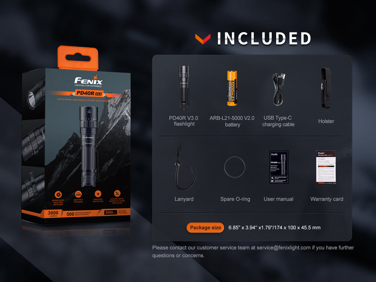 Fenix PD40R V3 Rechargeable Flashlight Adventure Ready