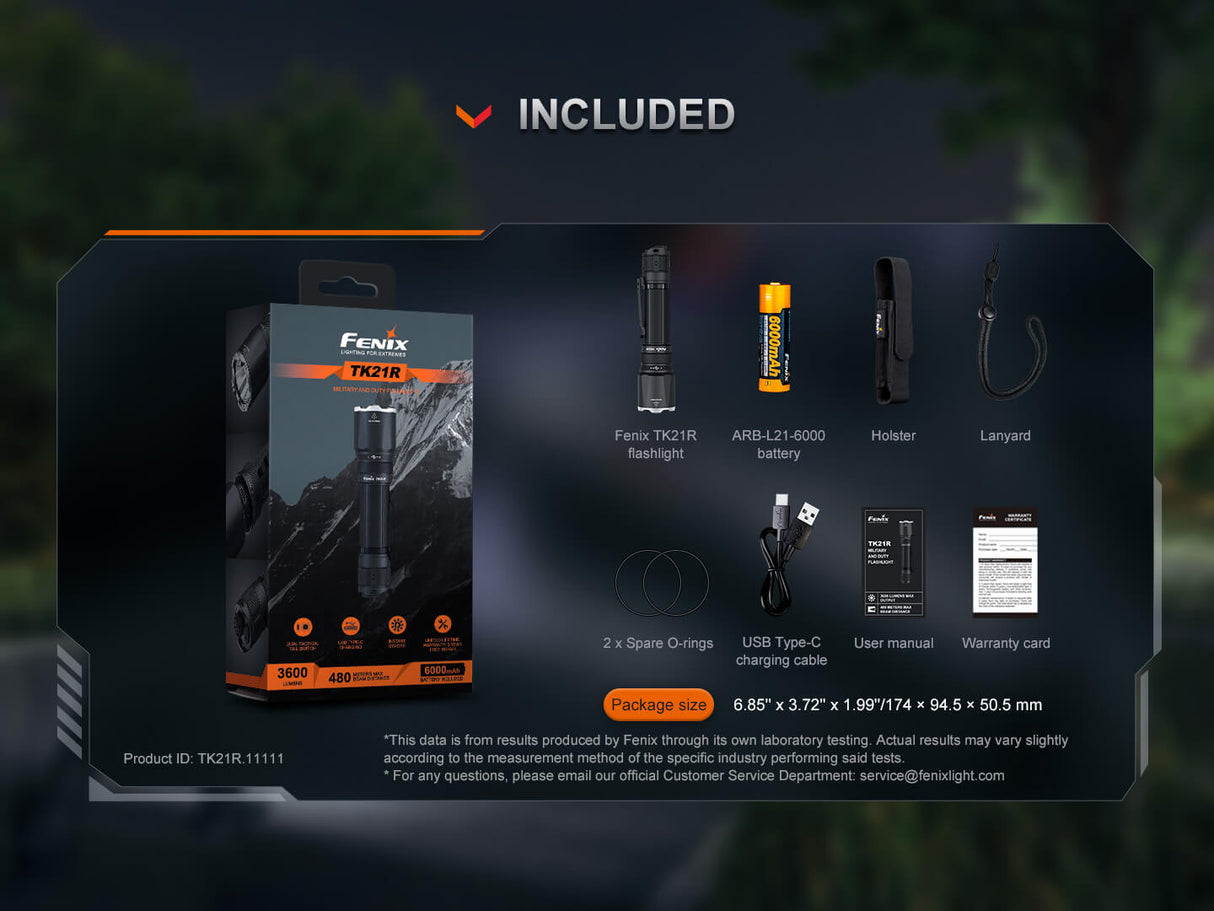 Fenix TK21R Flashlight 3600 Lumen 480m Beam Adventure Ready