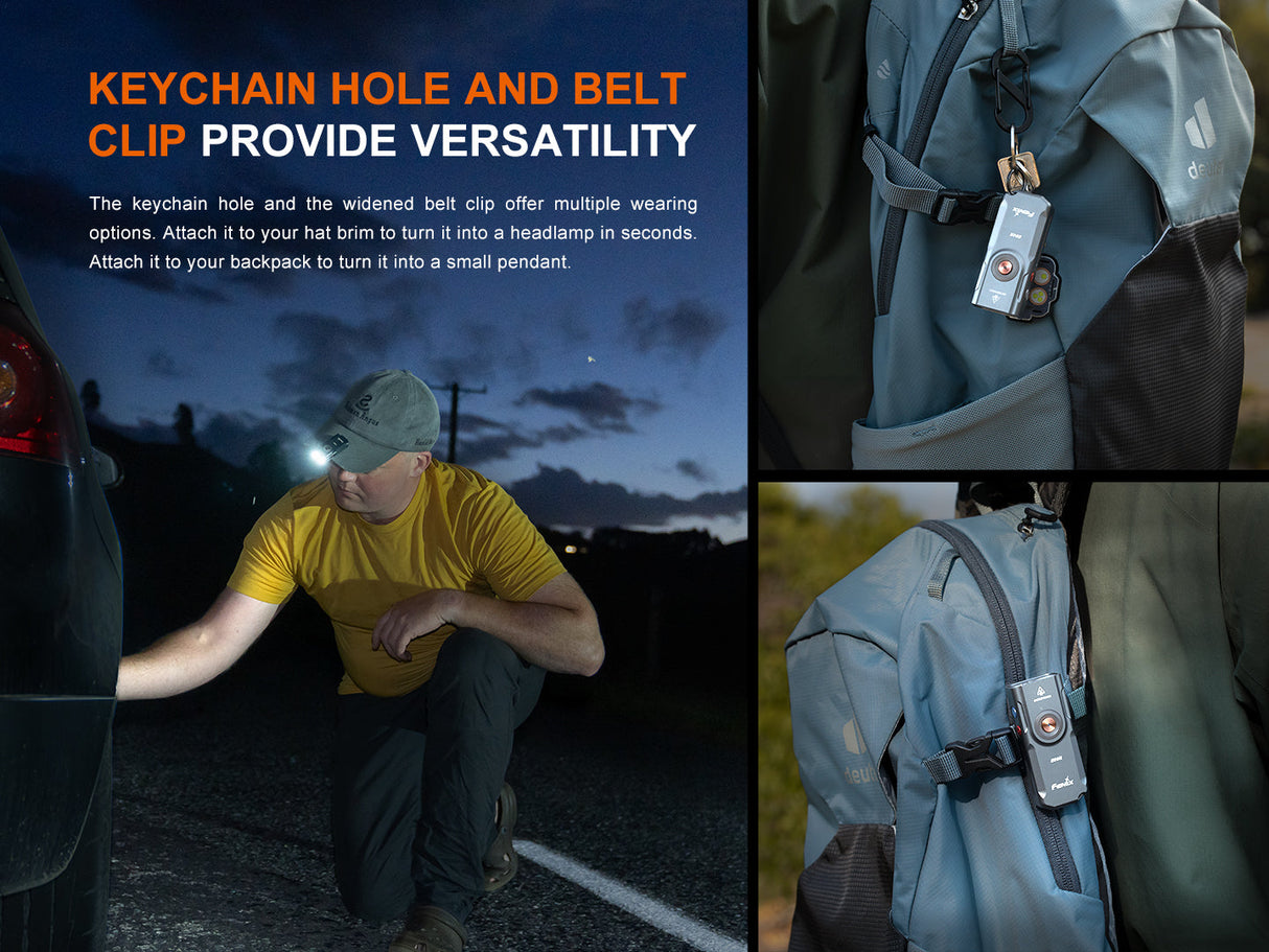 Fenix E06R Keychain Light With Powerful 700 Lumen Output White UV Red Laser Pointer For Everyday Carry Enthusiasts