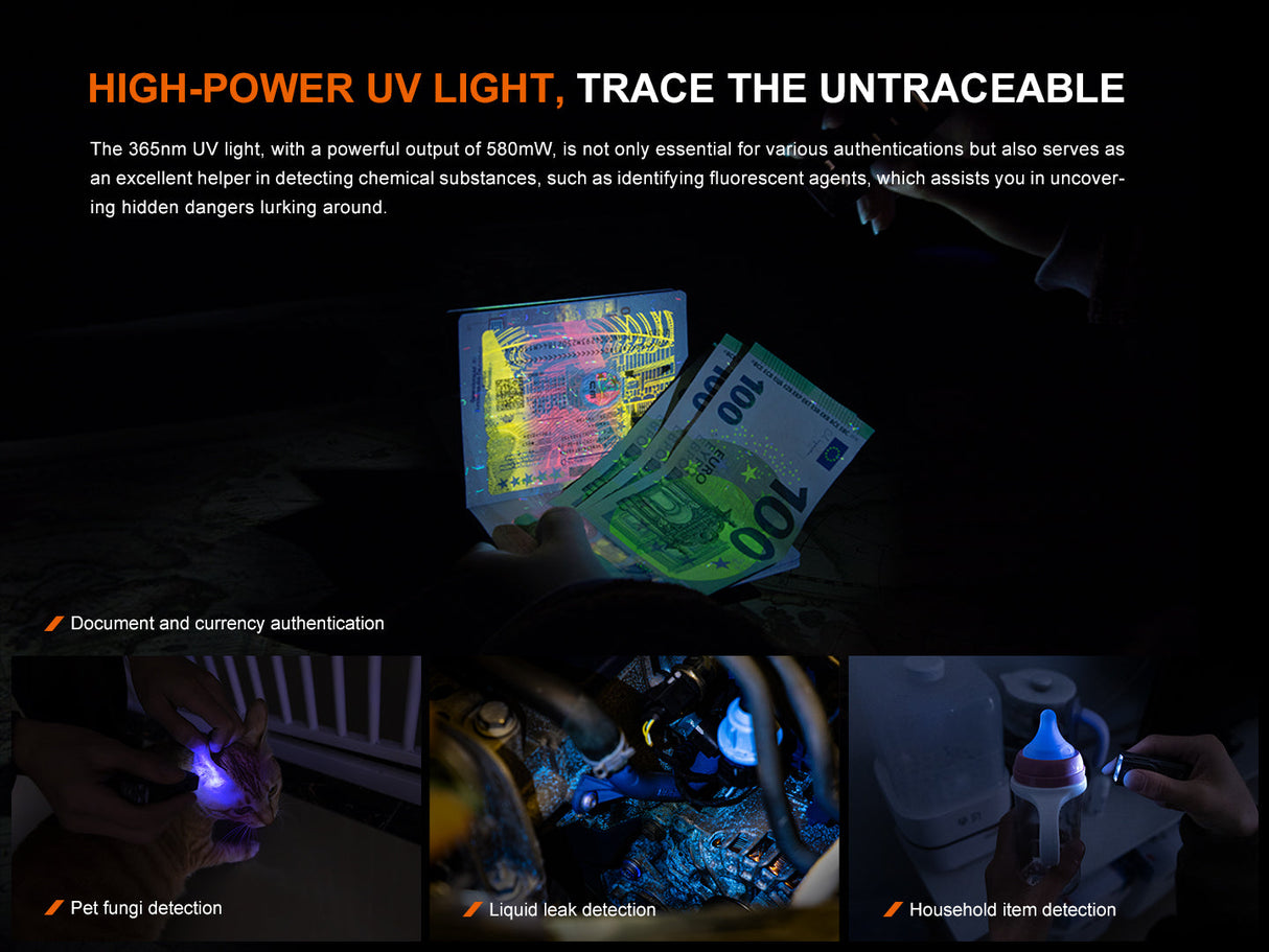 Fenix E06R Keychain Light With Powerful 700 Lumen Output White UV Red Laser Pointer For Everyday Carry Enthusiasts