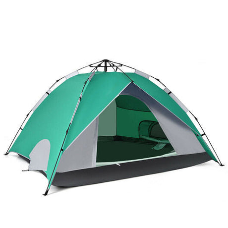 2-in-1 4 Person Instant Pop-up Waterproof Camping Tent-Blue-4