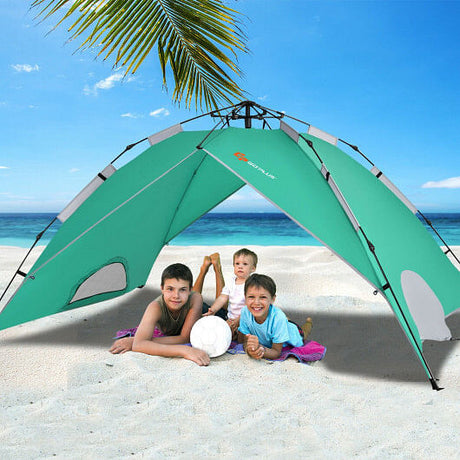 2-in-1 4 Person Instant Pop-up Waterproof Camping Tent-Blue-5