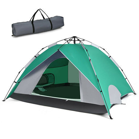 2-in-1 4 Person Instant Pop-up Waterproof Camping Tent-Blue-7