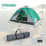 2-in-1 4 Person Instant Pop-up Waterproof Camping Tent-Blue-8