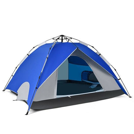 2-in-1 4 Person Instant Pop-up Waterproof Camping Tent-Blue-9