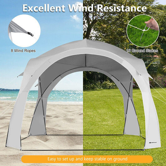 11 x 11 Feet Patio Sun Shade Shelter Canopy Tent Portable UPF 50+ Outdoor Beach-White-3