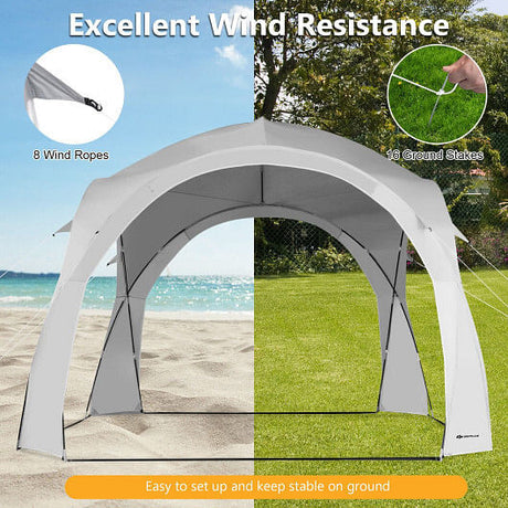 11 x 11 Feet Patio Sun Shade Shelter Canopy Tent Portable UPF 50+ Outdoor Beach-White-3