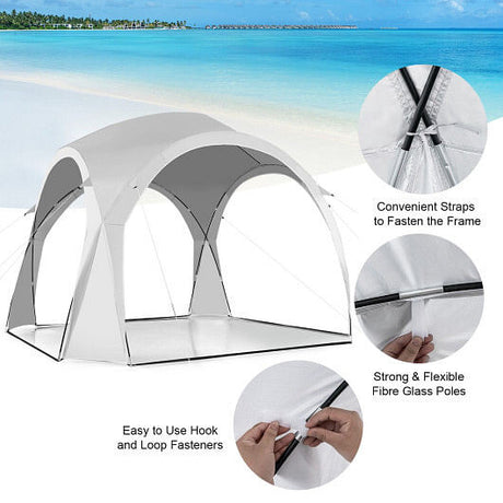 11 x 11 Feet Patio Sun Shade Shelter Canopy Tent Portable UPF 50+ Outdoor Beach-White-2