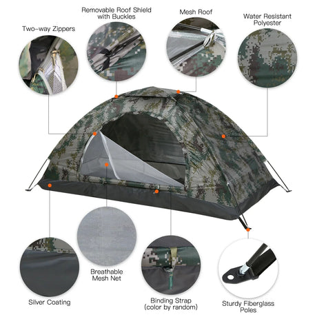 1-Person Camping Tent with Mesh Ventilation Green-1