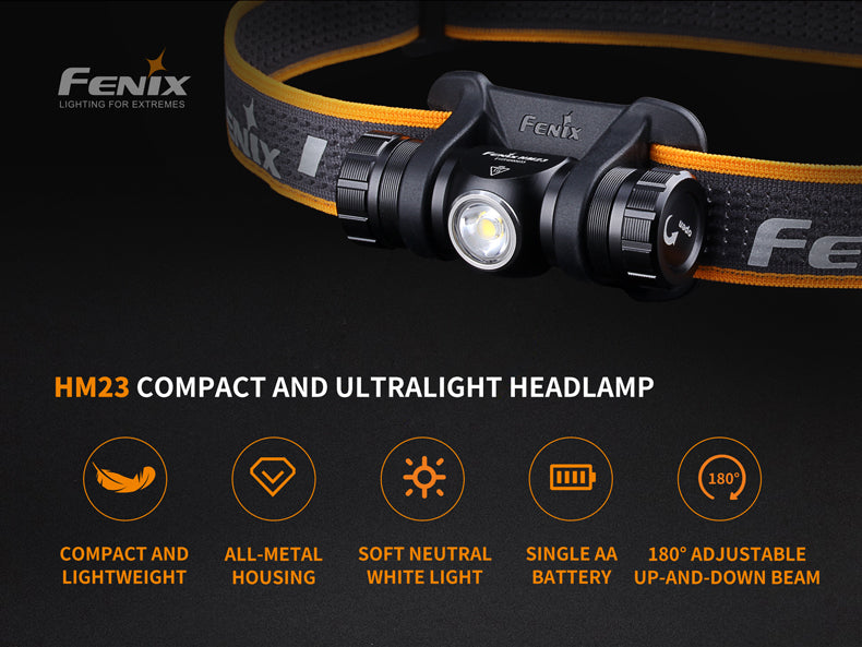 Fenix HM23 Headlamp Ultralight For Hiking And Running With AA Power For Outdoor Enthusiasts