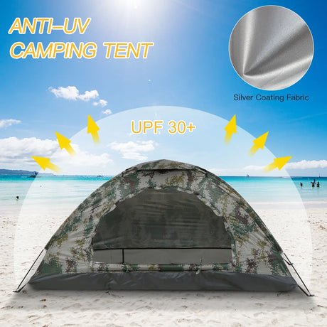 1-Person Camping Tent with Mesh Ventilation Green-3
