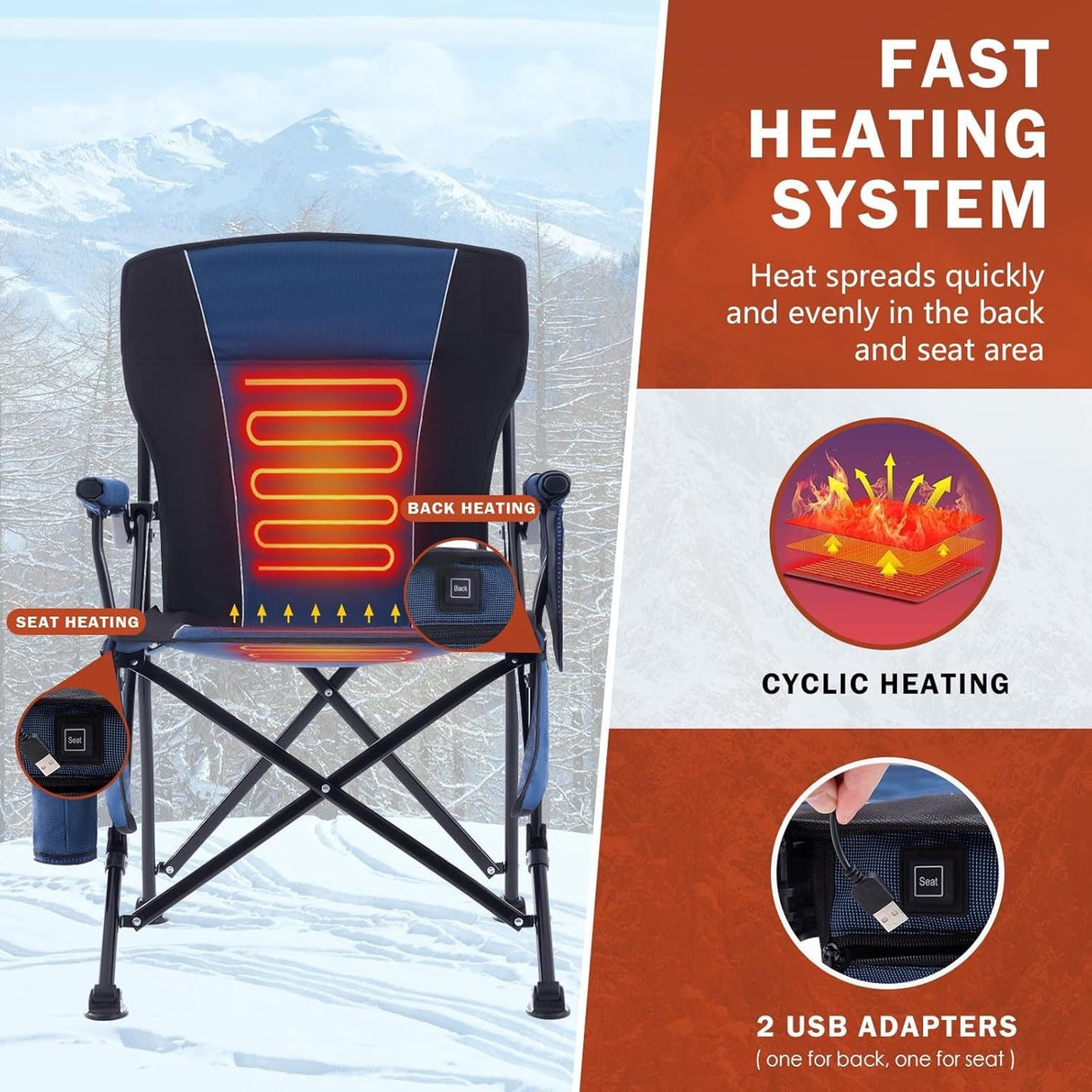 LITEGUEST™ Heated Folding Chair – Portable Warmth for Camping & Fishing