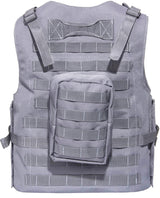 Kids Airsoft Tactical Plate Carrier Vest with Free US Flag Patch, Mil Spec 1000D Nylon PALS Molle Modular w/ 4 Mag Pouches, Side Pouch, Chest Mag Pouch