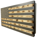 Classic Burnt Wood American Flag Gun Storage Cabinet (Gray)