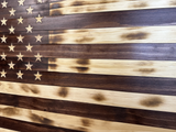 Rustic American Flag Hidden Gun Storage Cabinet Burnt Wood and Red Mahogany