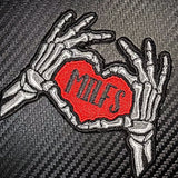 Everyone Loves Hot Moms - Skeleton Heart Hands Love MILFS -   Embroidered Patch