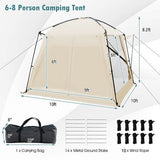 10 x 10 Feet Screened Canopy Tent w/ Vestibule and Zippered Door-Beige-3