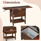 54 Quart Wooden Cooler Cart Shelves Brown - Adventure-Ready