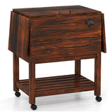 54 Quart Wooden Cooler Cart Shelves Brown - Adventure-Ready