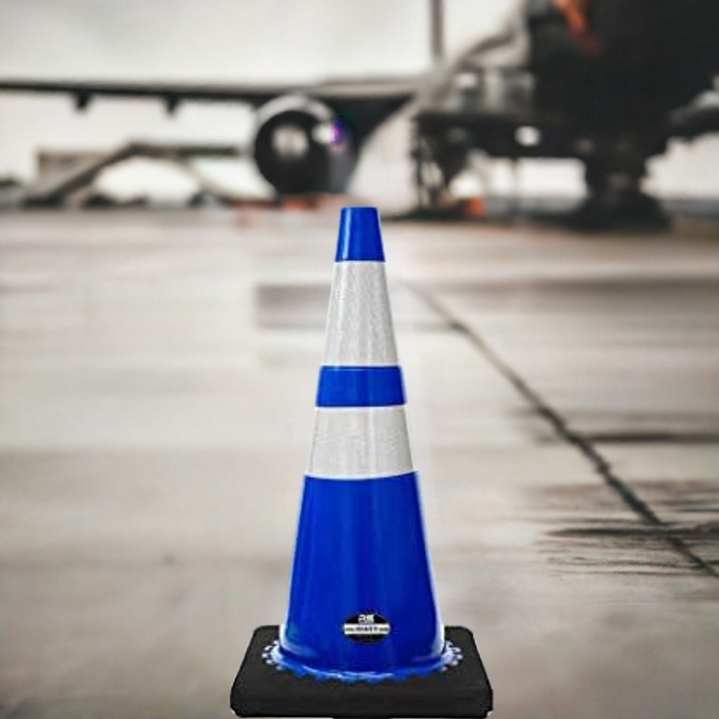 Traffic Cones 28 Inch Blue PVC With Black Base And Reflective Collar For Construction Sites Set Of 16 The Crew Hangar