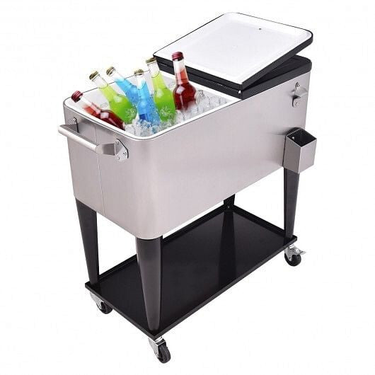 80 Quart Rolling Stainless Steel Cooler Black - Adventure