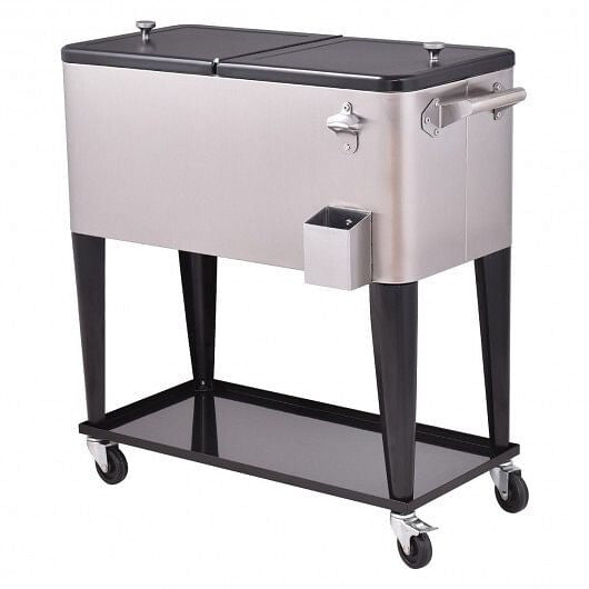 80 Quart Rolling Stainless Steel Cooler Black - Adventure