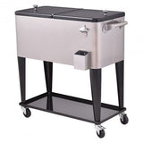 80 Quart Rolling Stainless Steel Cooler Black - Adventure