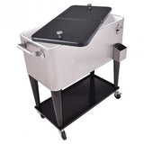 80 Quart Rolling Stainless Steel Cooler Black - Adventure
