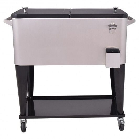 80 Quart Rolling Stainless Steel Cooler Black - Adventure