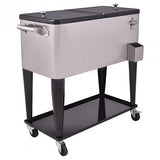 80 Quart Rolling Stainless Steel Cooler Black - Adventure
