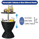 3 In 1 8 Gallon Patio Rattan Cooler Bar Table Black - Bold