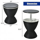 3 In 1 8 Gallon Patio Rattan Cooler Bar Table Black - Bold