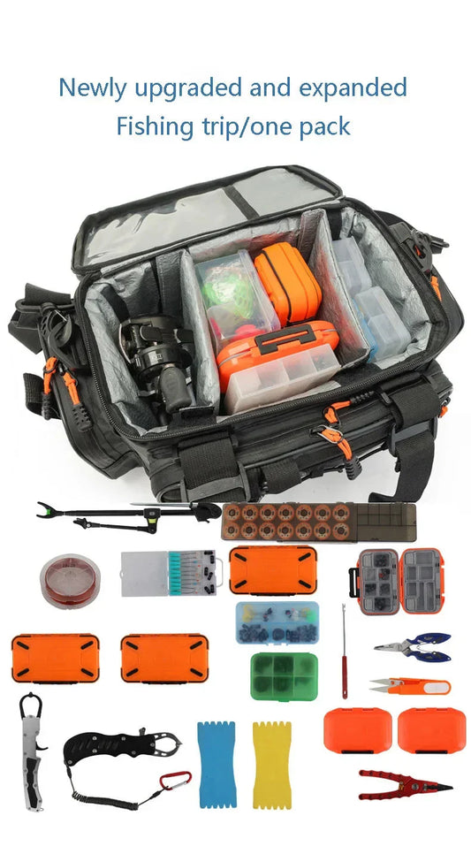 Waterproof Fishing Gear Shoulder Bag Camping Black-1