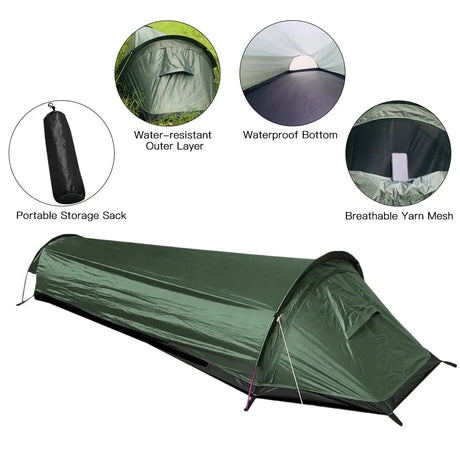 Ultralight Single-Person Camping Tent Green-4