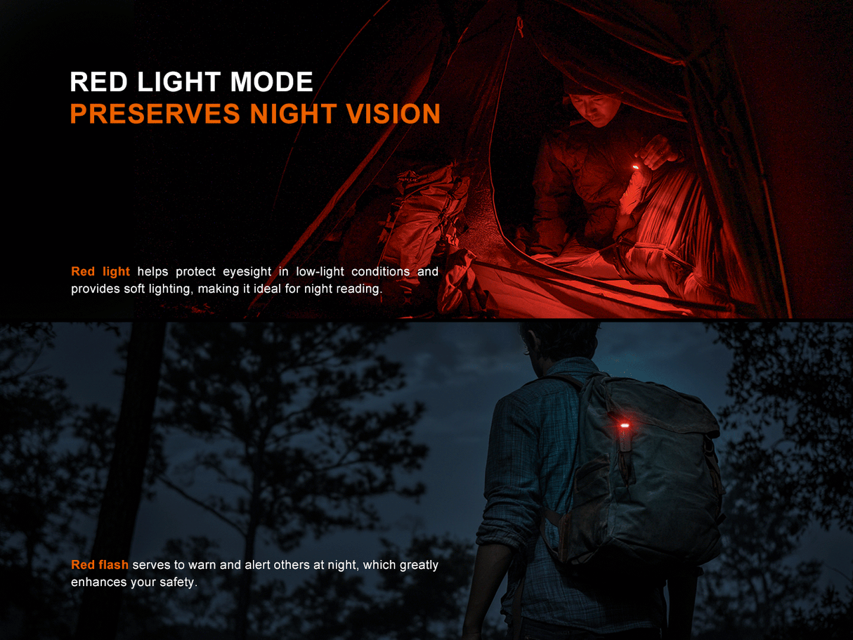 Fenix SW05R Clip On Light Versatile USB C Rechargeable With Red Or UV Output For Outdoor Enthusiasts