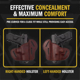 The Ultimate Leather Gun Holster | 3 Slot Pancake Style Belt Holster | Handmade in the USA! | Fits S&W Shield/Glock/XD - Lifetime Warranty