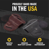 The Ultimate Leather Gun Holster | 3 Slot Pancake Style Belt Holster | Handmade in the USA! | Fits S&W Shield/Glock/XD - Lifetime Warranty