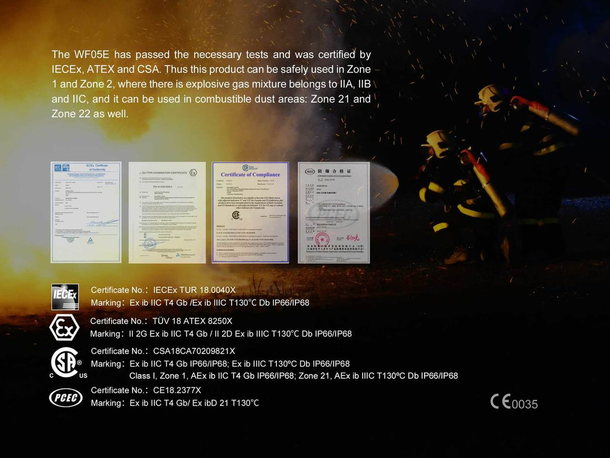 Fenix WF05E Intrinsically Safe Flashlight For Hazardous Environments Workers Three Output Modes 10 30 85 Lumens