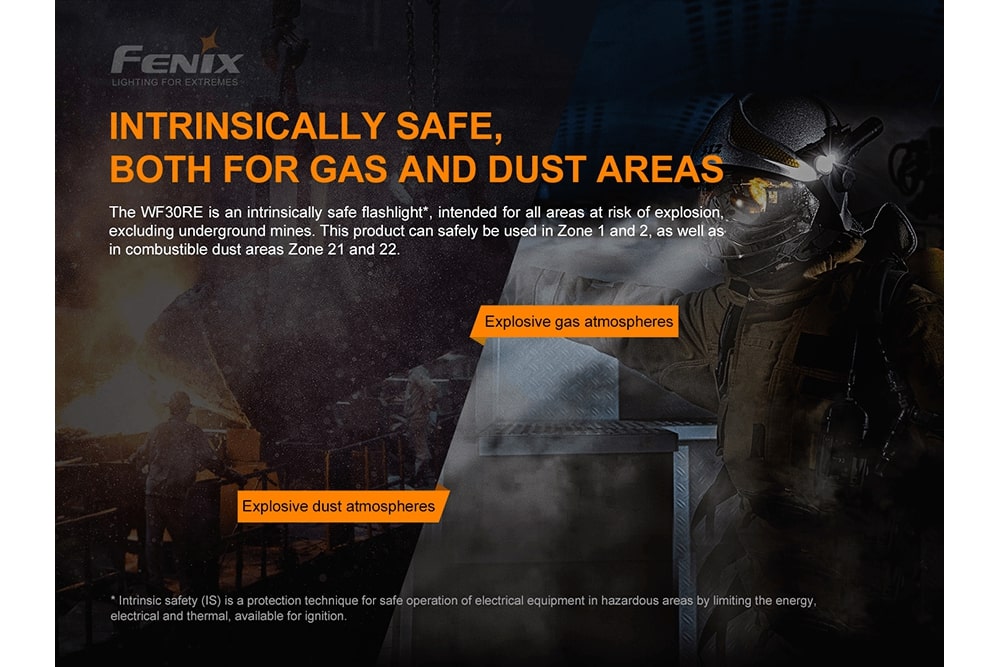 Fenix WF30RE Intrinsically Safe Flashlight For Hazardous Environments 280 Lumens