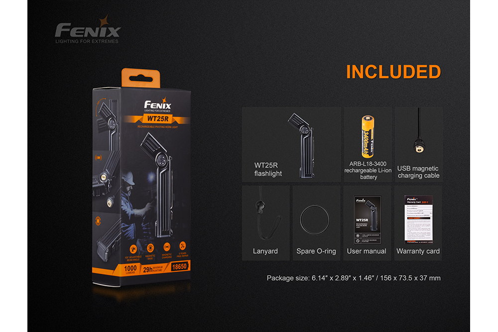 Fenix WT25R Adjustable Head LED Flashlight For Pros