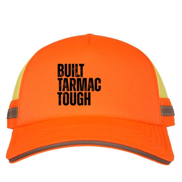 HiVis Safety Trucker Cap Built Tarmac Tough By The Crew Hangar For Ground Crew Breathable Mesh Back Reflective Detailing