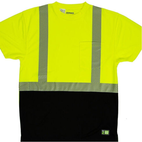 Berne Hi Vis Class 2 Moisture Wicking Color Blocked Pocket T Shirt Construction Pros